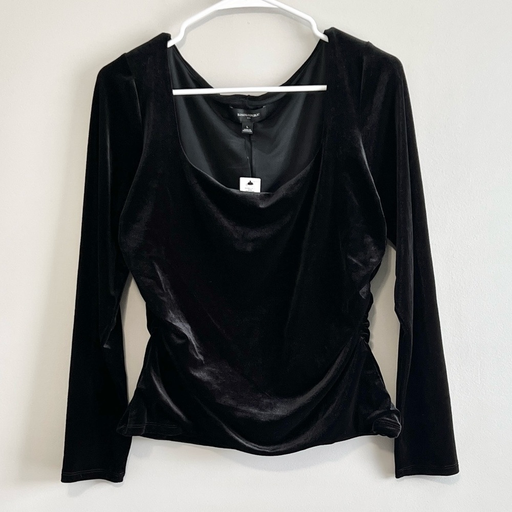 NWT Banana Republic Velvet Square Neck Long Sleeve Top